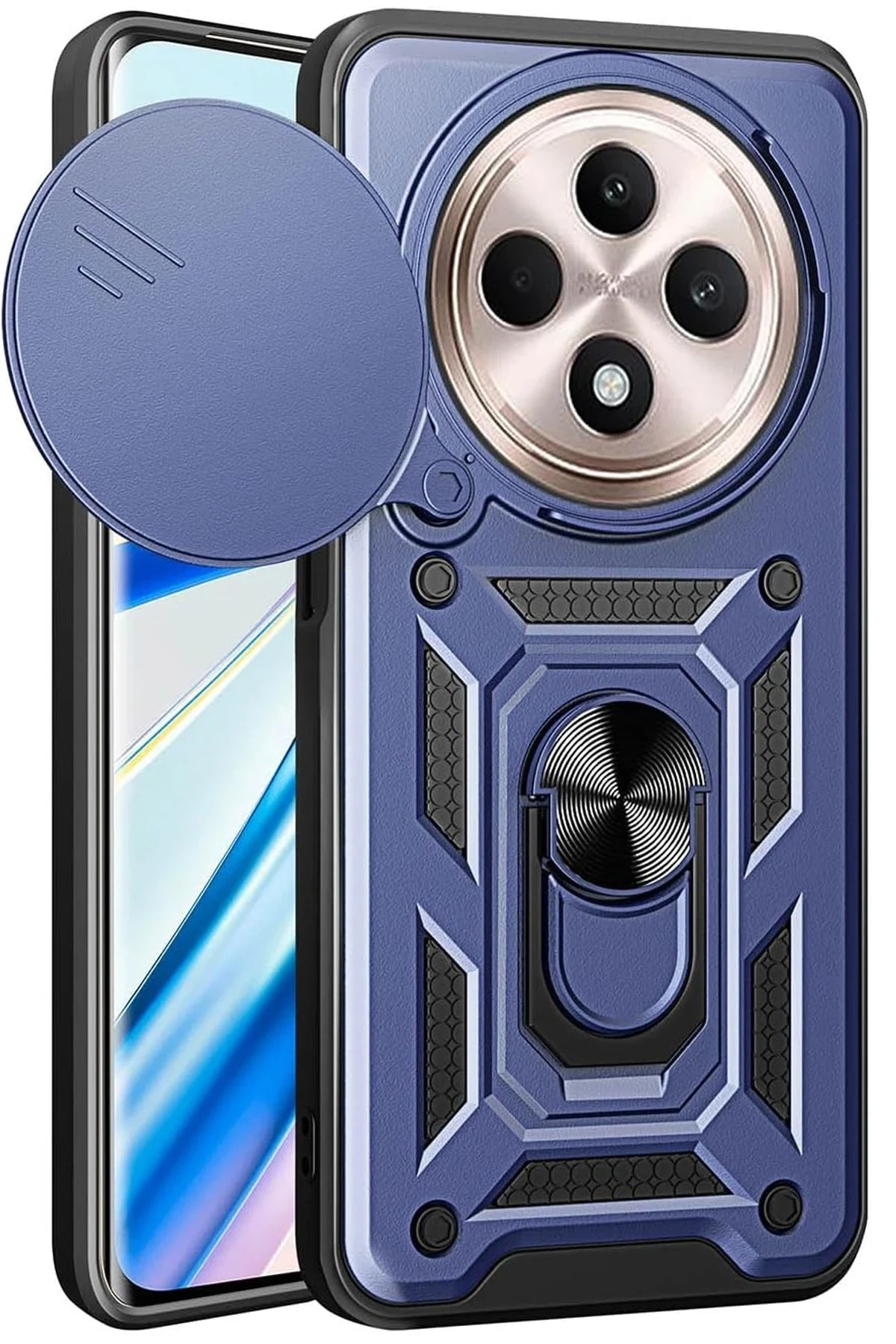uryport Xiaomi Redmi 14C Kılıf Pars Lens Yüzüklü Silikon - Lacivert
