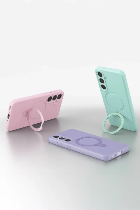 uryport Samsung Galaxy S25 FE Regal Magsafe Standlı Kapak - Açık Pembe