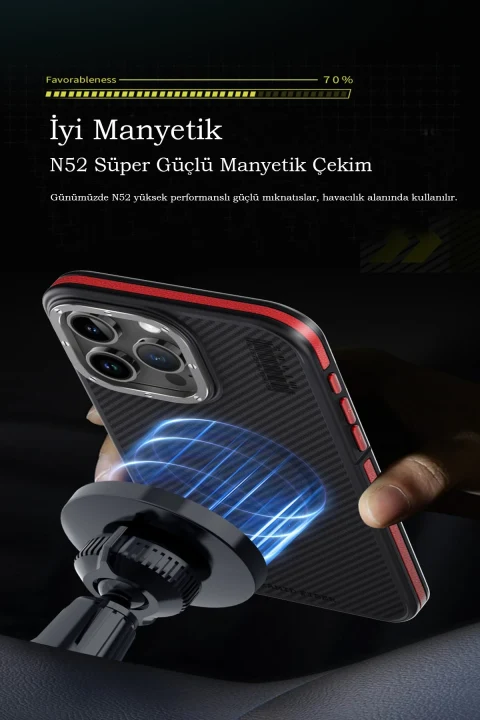 Joko Apple iPhone 15 Pro Kılıf Aramid 600D Kevlar Karbon Fiber Magsafe Kapak - Gri