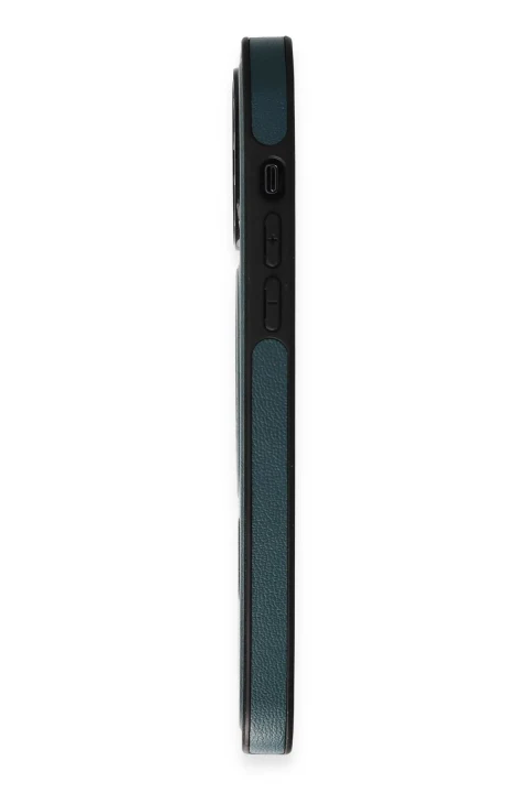 uryport Apple iPhone 15 Pro Max Kılıf Ozzi Magsafe Deri Kapak - Koyu Yeşil