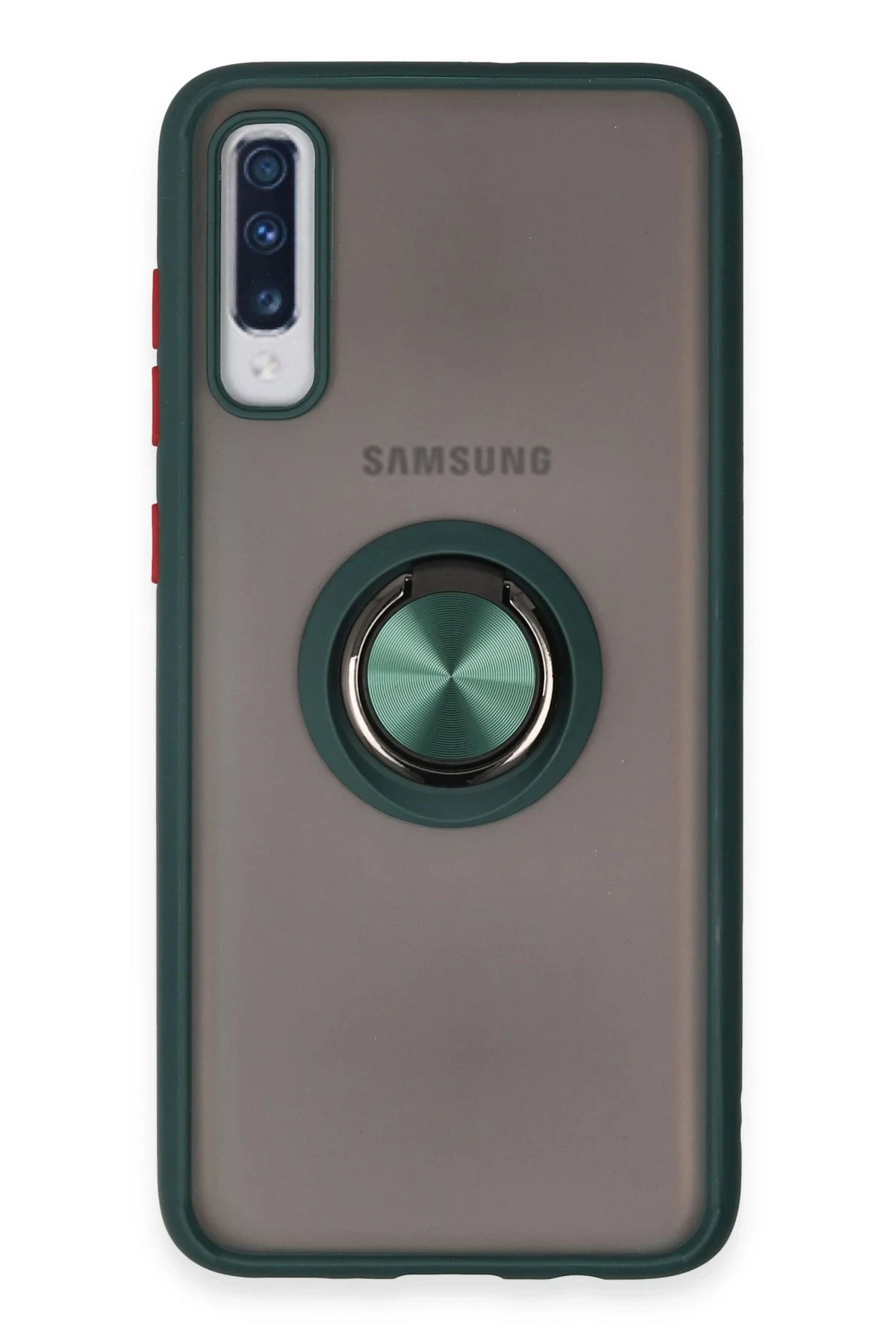 uryport Samsung Galaxy A70 Kılıf Montreal Yüzüklü Silikon Kapak - Yeşil
