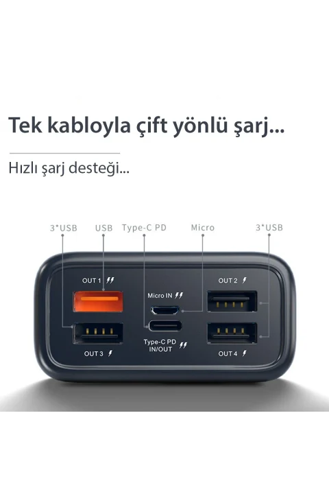 Konfulon A26Q Powerbank 30.000 mAh PD 20W Hızlı Şarj - Beyaz