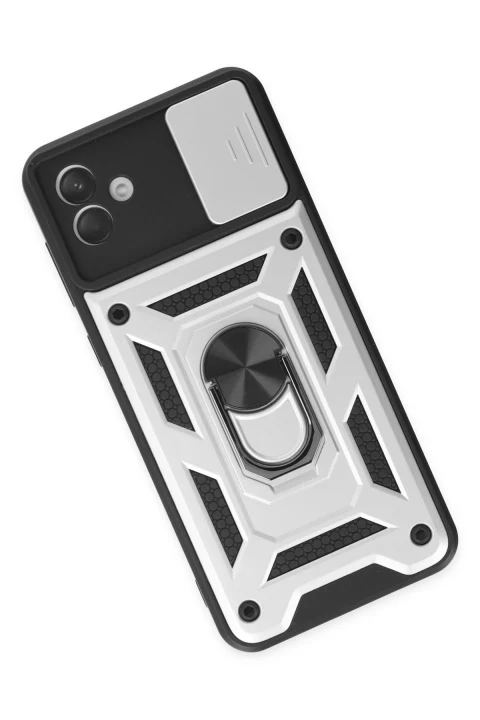 uryport Samsung Galaxy A04 Kılıf Pars Lens Yüzüklü Silikon - Gümüş