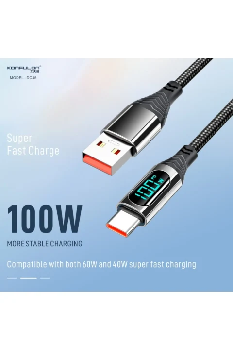 Konfulon DC45 100W 5A Type-C Kablo - Yeşil