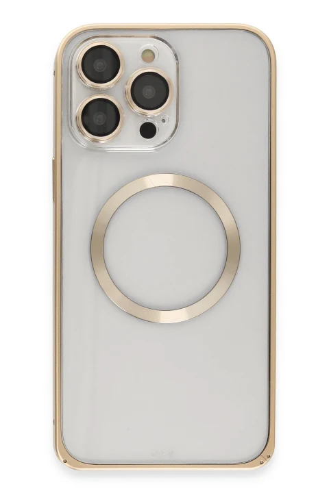 Joko Apple iPhone 14 Pro Max Kılıf Metal Bumper Magneticsafe Kapak - Gold