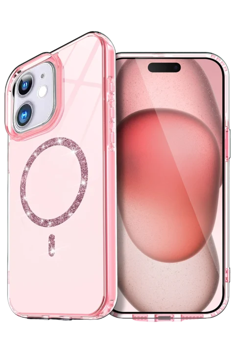 uryport Apple iPhone 11 Live Diamond Magsafe Kapak - Pembe