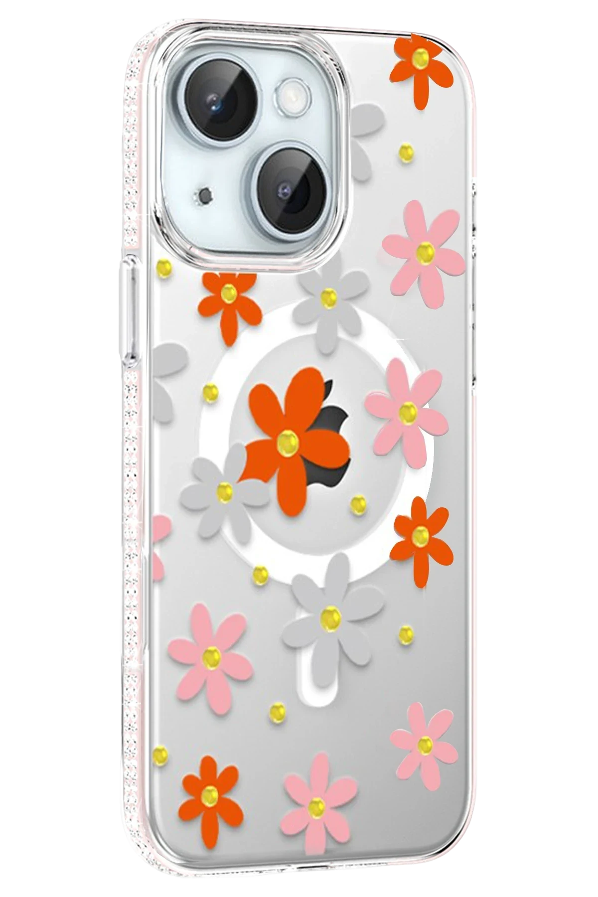 Joko Apple iPhone 15 Floral Magsafe Kapak - Turuncu