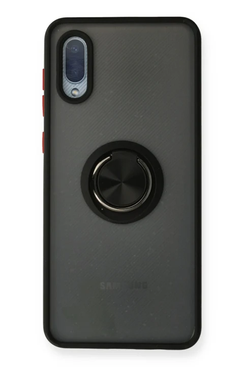 uryport Samsung Galaxy A02 Kılıf Montreal Yüzüklü Silikon Kapak - Siyah