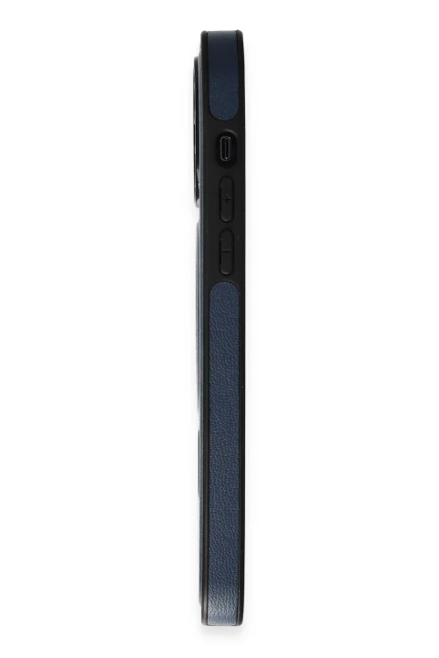 uryport Apple iPhone 15 Pro Max Kılıf Ozzi Magsafe Deri Kapak - Lacivert