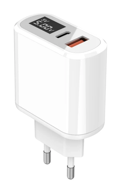Konfulon C66 Type-C PD 18W Dijital Seyahat Hızlı Şarj Cihazı - Beyaz
