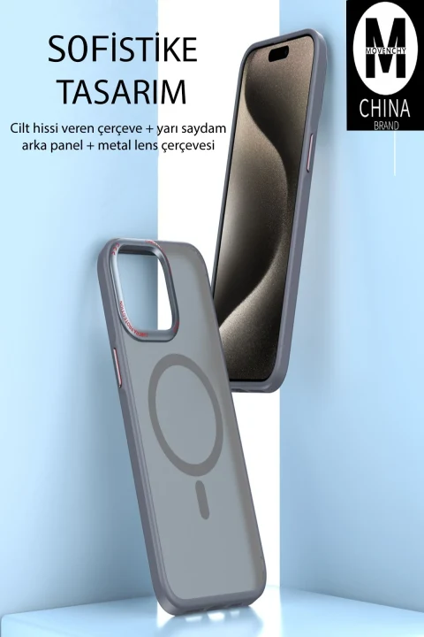 Movenchy Apple iPhone 15 Pro Max Kılıf Radyant Magsafe Kapak - Lacivert
