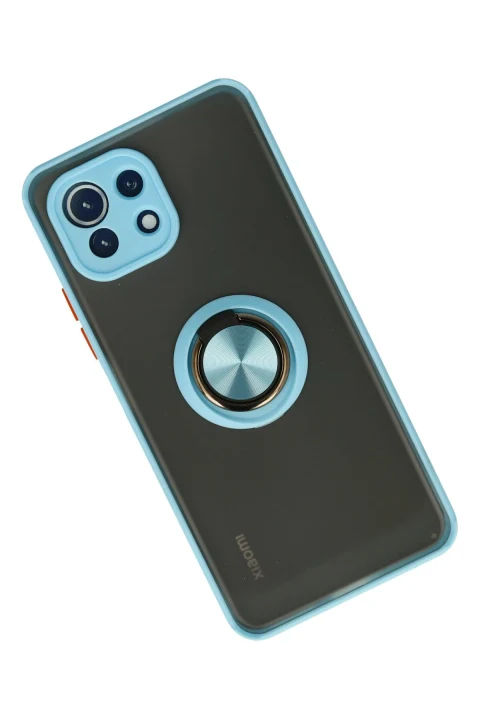 uryport Xiaomi Mİ 11 Lite Kılıf Montreal Yüzüklü Silikon Kapak - Buz Mavi