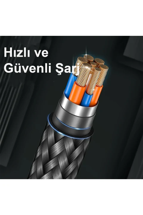 Konfulon DC34 Usb 3.0 to Type-C 1M Tel Örgü 60W Kablo - Gümüş