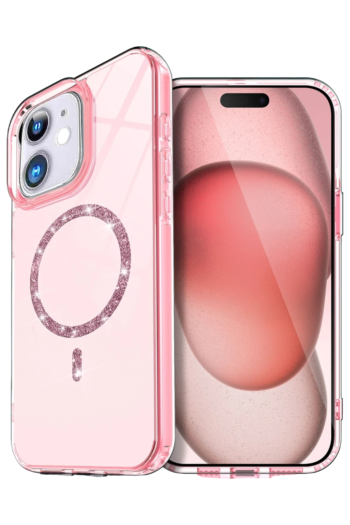 uryport Apple iPhone 12 Live Diamond Magsafe Kapak - Pembe