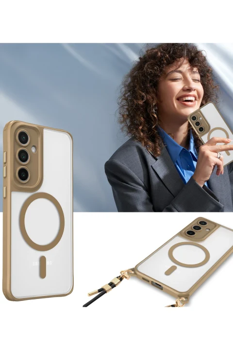 uryport Samsung Galaxy S24 FE Kılıf Enka Magsafe Silikon Kılıf - Titan Gri
