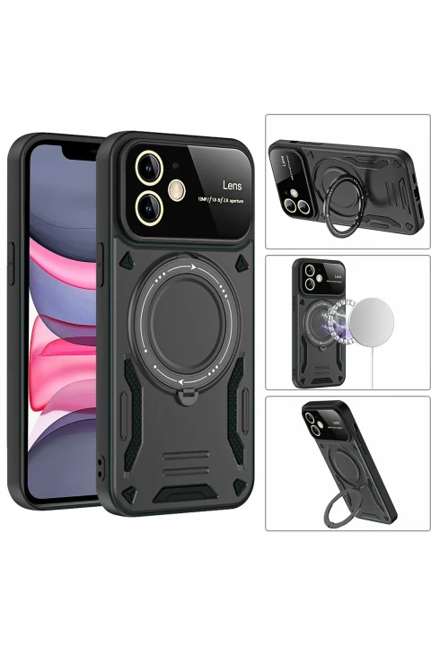 uryport Apple iPhone 11 Kılıf Joy Lens Standlı Kapak - Lacivert