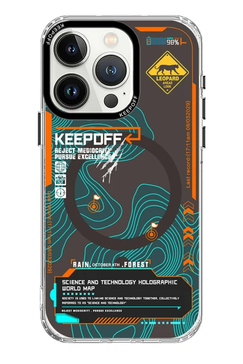 Keep Off Apple iPhone 15 Pro Map Magsafe Kapak - Jungle