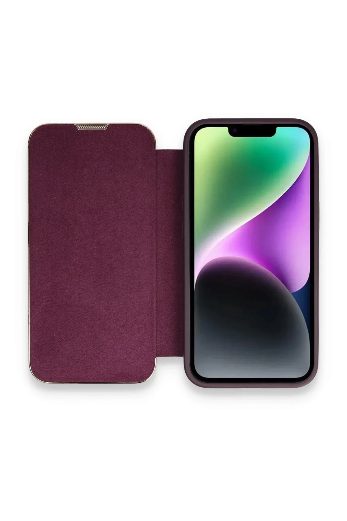 uryport Apple iPhone 14 Pro Max Kılıf Dolpin Kapaklı - Derin Mor