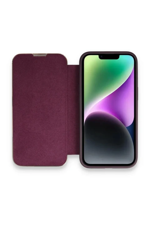 uryport Apple iPhone 14 Pro Max Kılıf Dolpin Kapaklı - Derin Mor