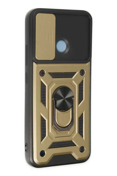 uryport Realme C25Y Kılıf Pars Lens Yüzüklü Silikon - Gold