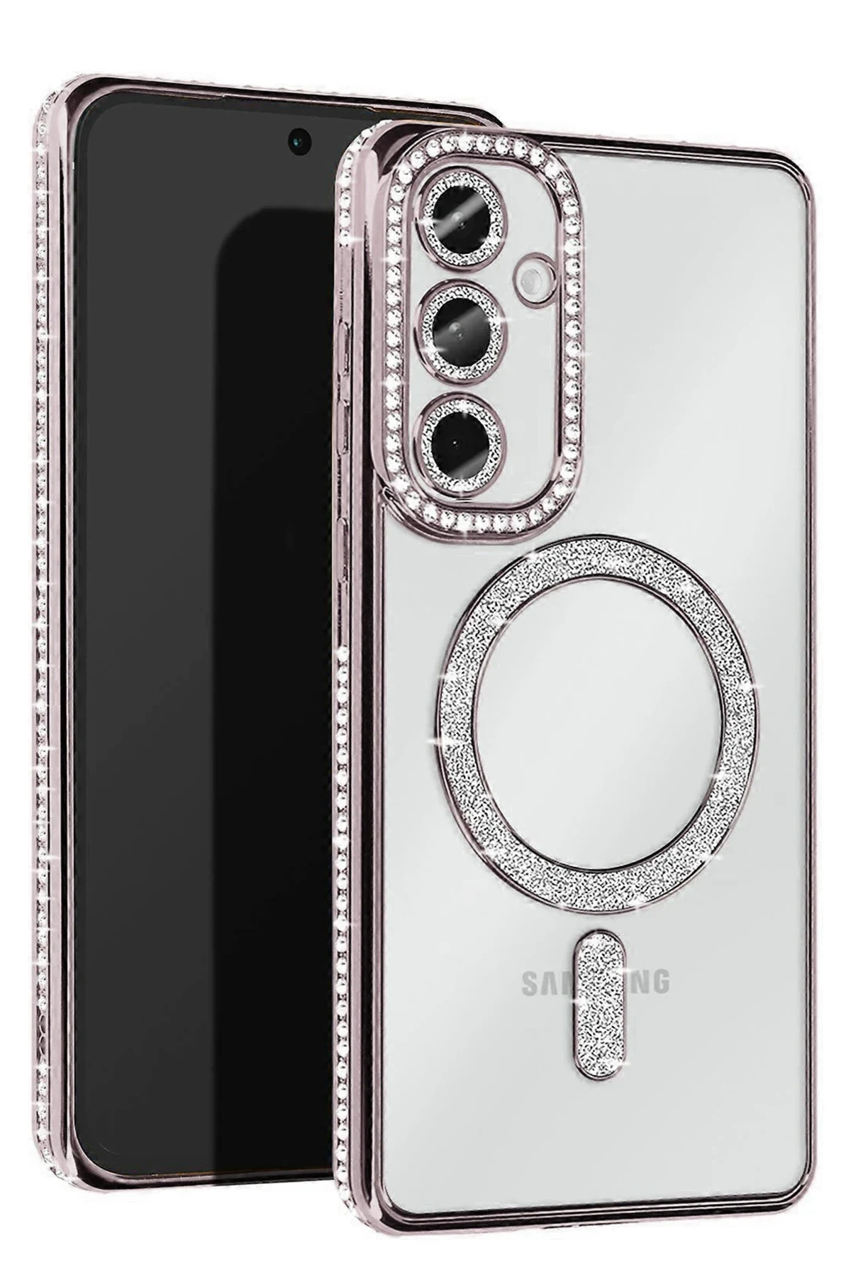 uryport Samsung Galaxy S25 Plus Kılıf Joke Simli Magneticsafe Kılıf - Gümüş
