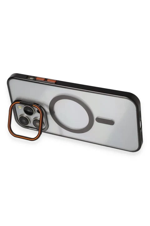 Joko Apple iPhone 15 Pro Max Crown Lens Standlı Magsafe Kapak - Siyah
