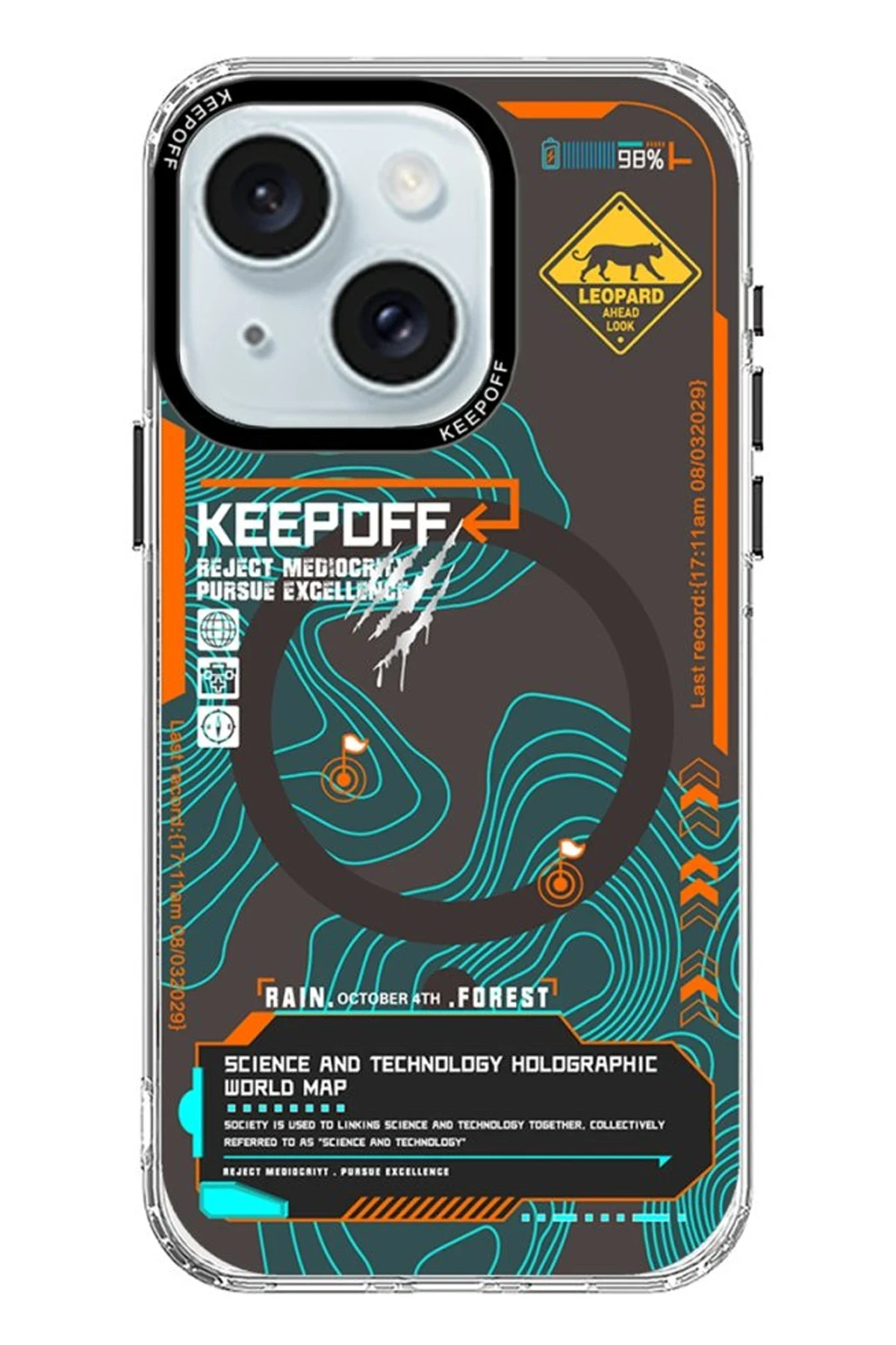 Keep Off Apple iPhone 15 Map Magsafe Kapak - Jungle