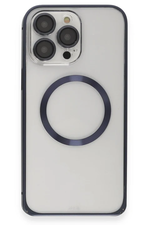 Joko Apple iPhone 15 Pro Kılıf Metal Bumper Magneticsafe Kapak - Lacivert