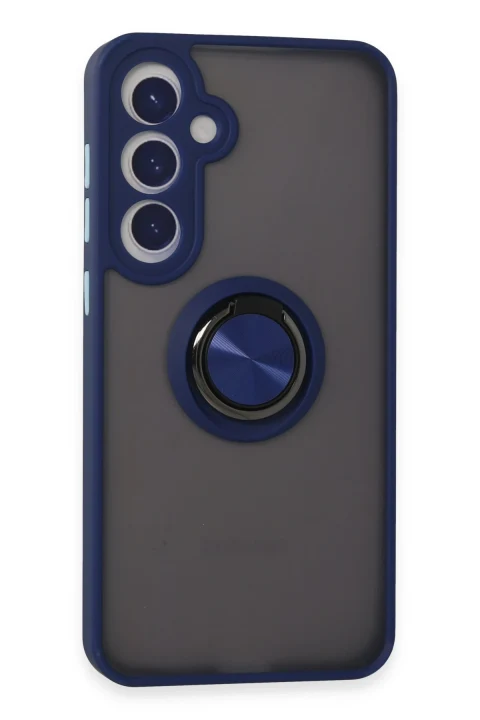 uryport Samsung Galaxy S24 Plus Kılıf Montreal Yüzüklü Silikon Kapak - Lacivert