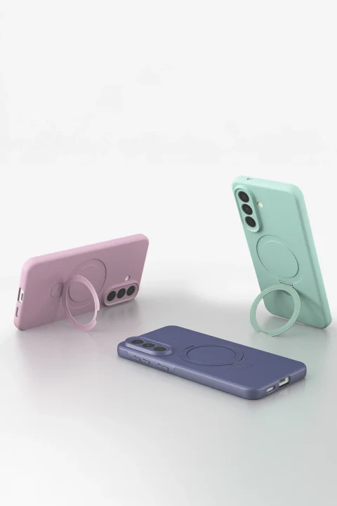 uryport Samsung Galaxy A57 5G Regal Magsafe Standlı Kapak - Derin Mor