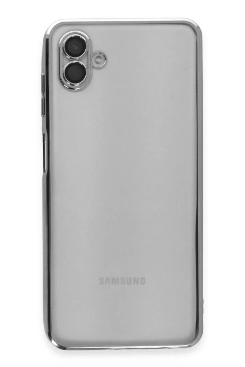 uryport Samsung Galaxy A04 Kılıf Razer Lensli Silikon - Gümüş