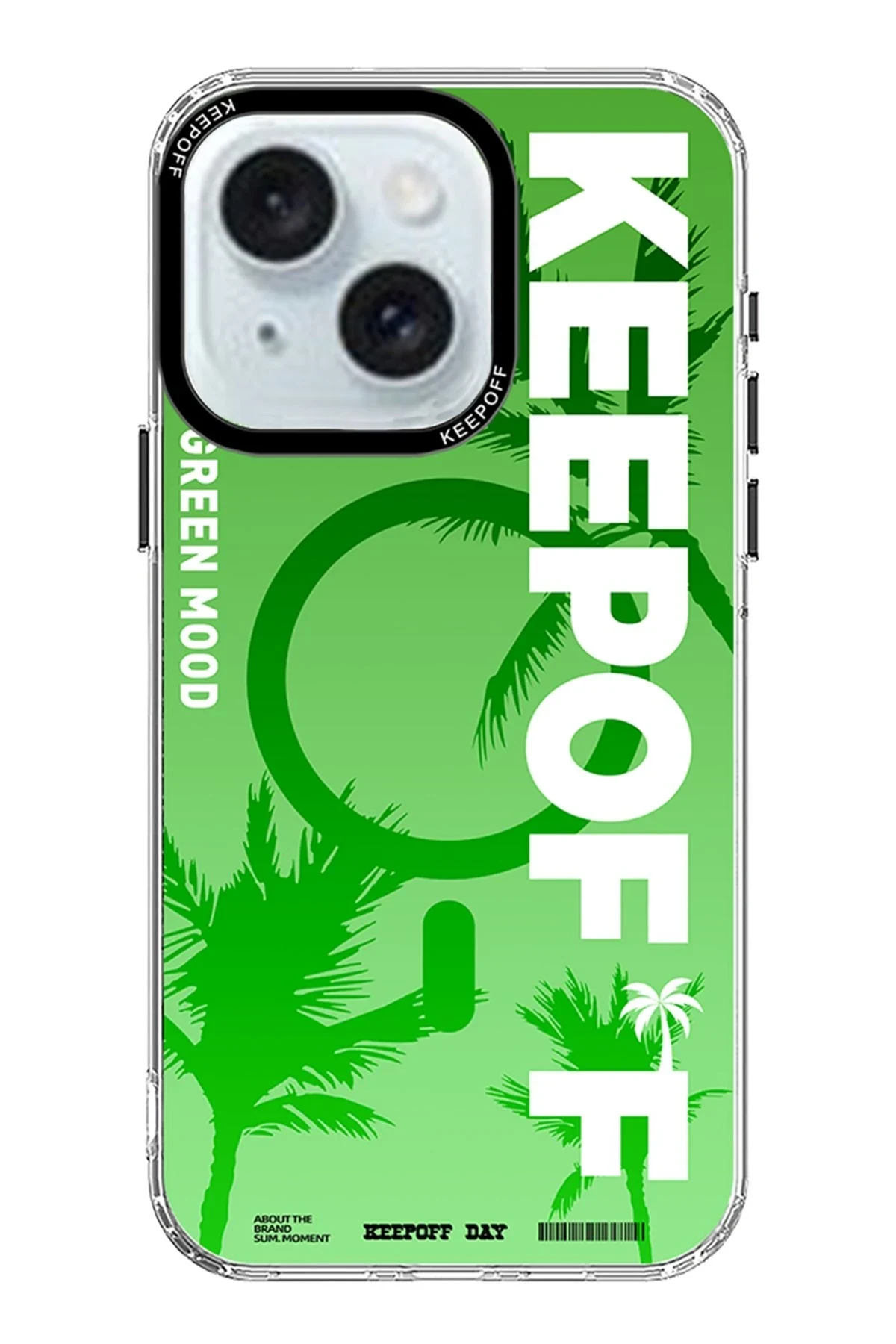 Keep Off Apple iPhone 15 Summer Travel Magsafe Kapak - Green Mood