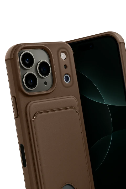 uryport Apple iPhone 17 Pro Kelvin Kartvizitli Silikon - Kahverengi