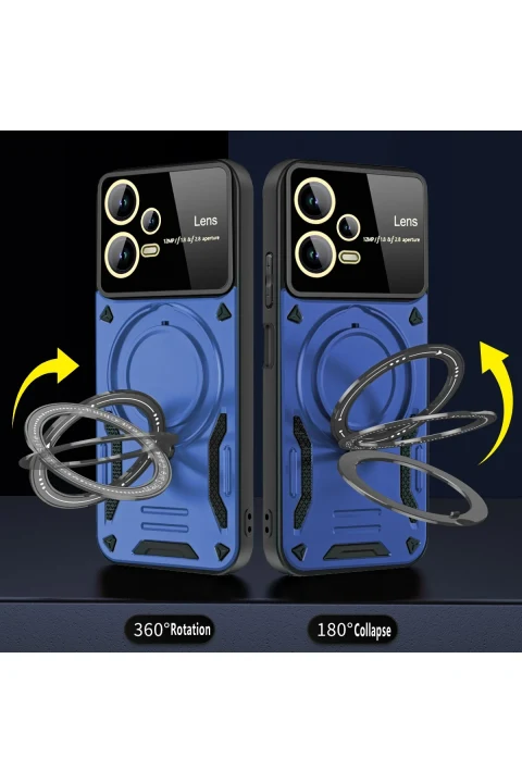 uryport Xiaomi Redmi Note 12 Pro 5G Kılıf Joy Lens Standlı Kapak - Koyu Yeşil