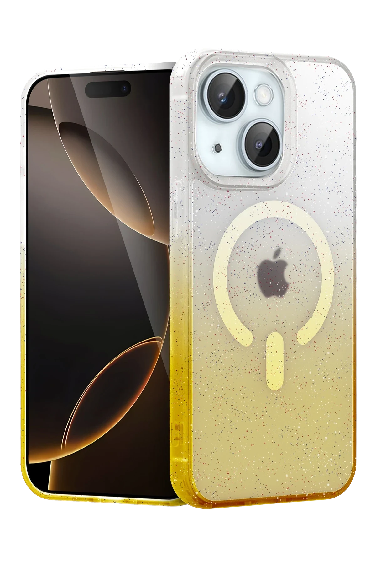 uryport Apple iPhone 15 Pummel Shiny Magsafe Kapak - Gold