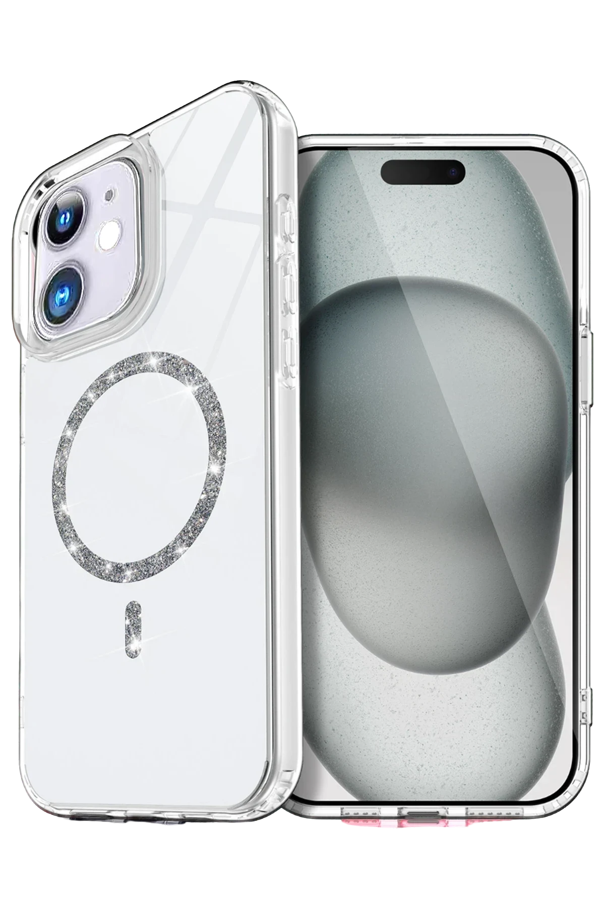 uryport Apple iPhone 12 Live Diamond Magsafe Kapak - Şeffaf
