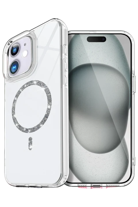 uryport Apple iPhone 12 Live Diamond Magsafe Kapak - Şeffaf