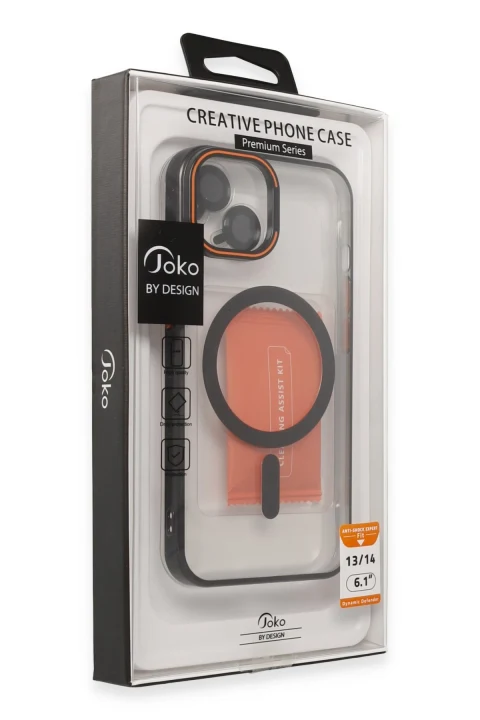 Joko Apple iPhone 15 Crown Lens Standlı Magsafe Kapak - Siyah