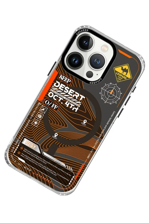 Keep Off Apple iPhone 15 Pro Map Magsafe Kapak - Desert