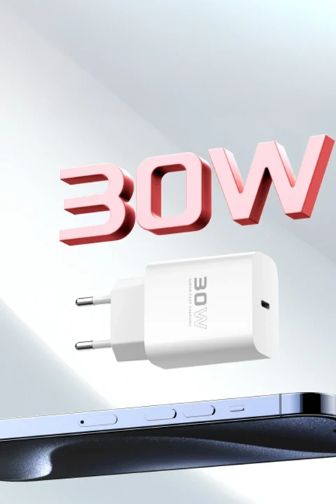 Konfulon C87C 30W Type-C Çıkışlı Ekstra DL51 1M Type-C to Type-C Kablolu PD Şarj Cihazı - Beyaz