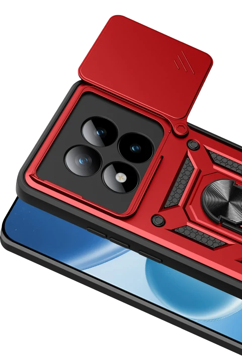 uryport Xiaomi Redmi Note 15 Pro 4G Pars Lens Yüzüklü Silikon - Kırmızı
