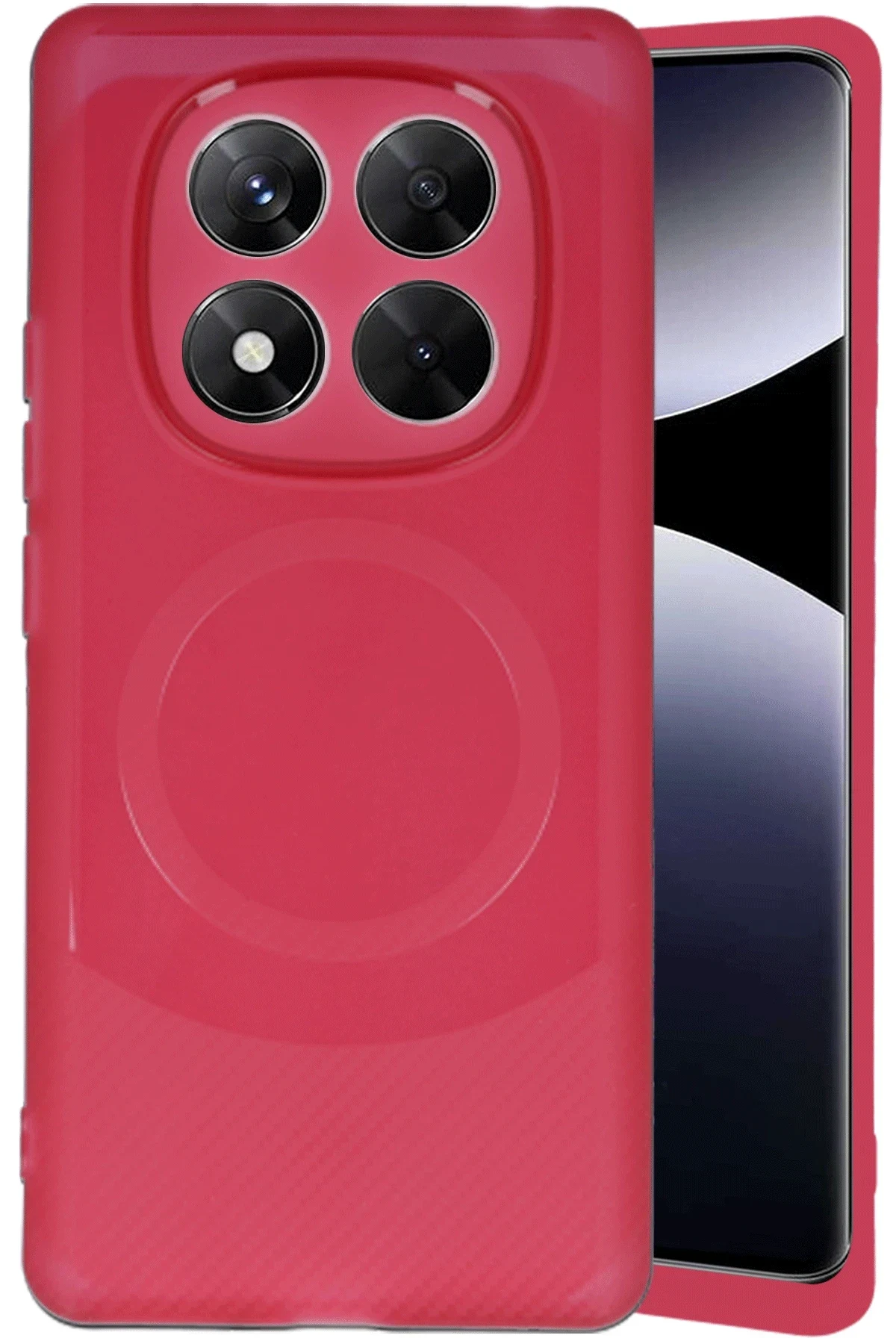 uryport Xiaomi Redmi Note 14 Pro 4G Kılıf Maya Karbon Kapak - Bordo