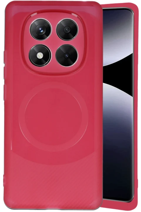 uryport Xiaomi Redmi Note 14 Pro 4G Kılıf Maya Karbon Kapak - Bordo