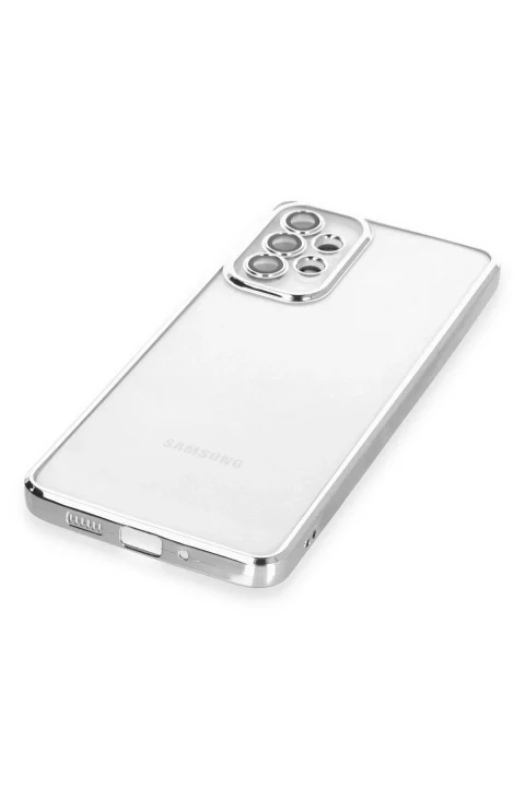 uryport Samsung Galaxy A53 5G Kılıf Razer Lensli Silikon - Gümüş