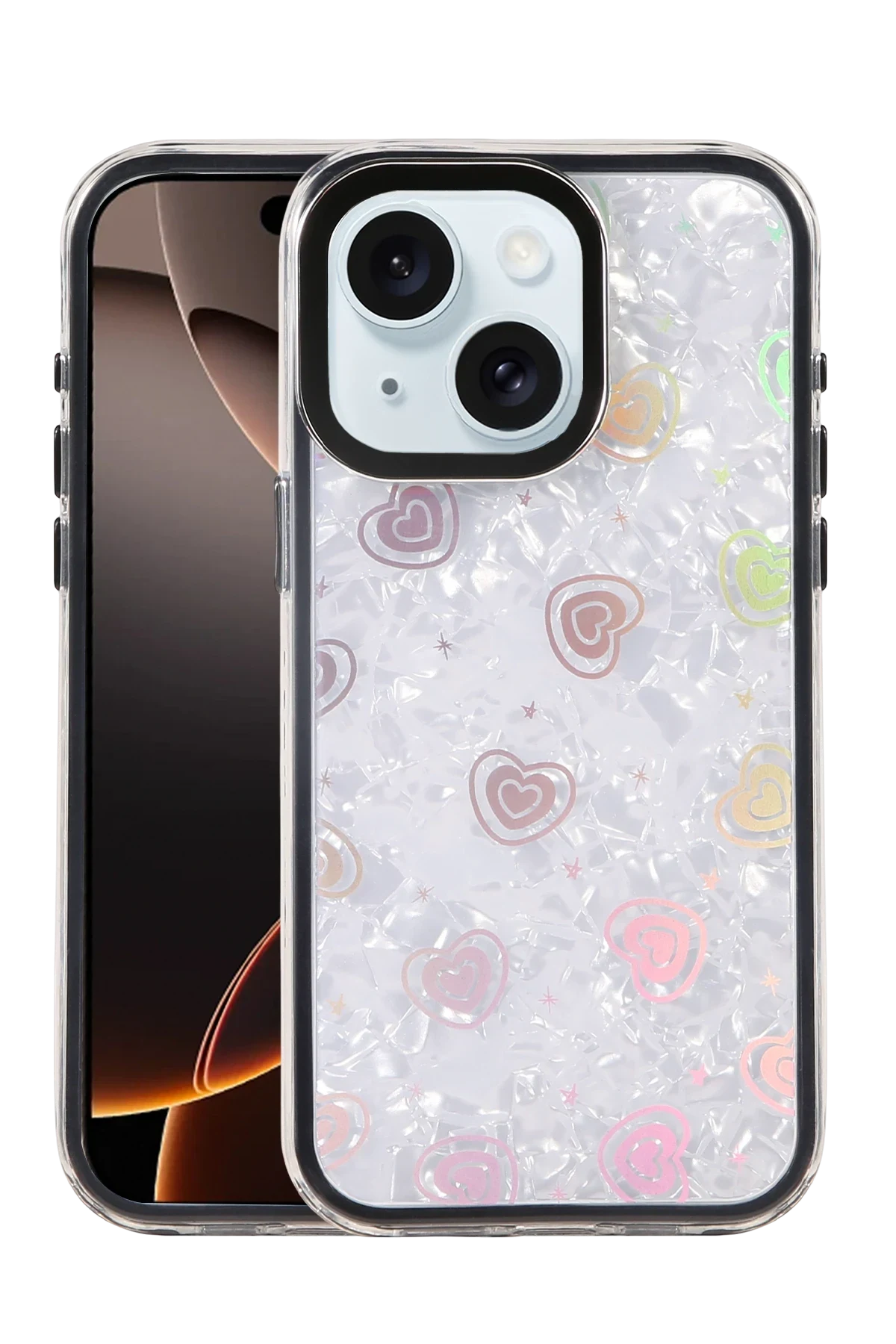 uryport Apple iPhone 15 Lumi Desenli Kapak - Siyah