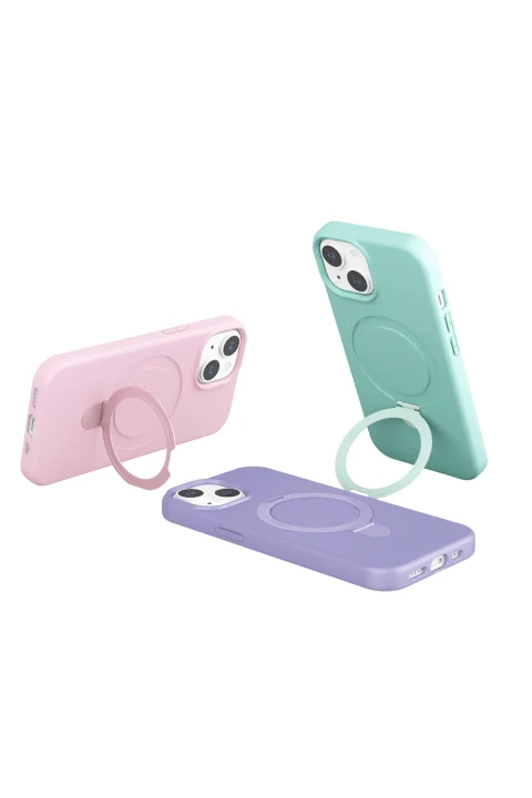 uryport Apple iPhone 15 Regal Magsafe Standlı Kapak - Açık Pembe