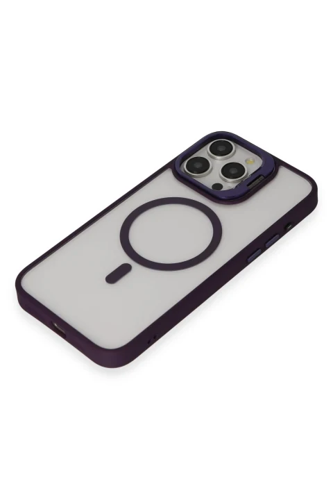 Joko Apple iPhone 13 Pro Max Kılıf Roblox Lens Magsafe Standlı Kapak - Derin Mor