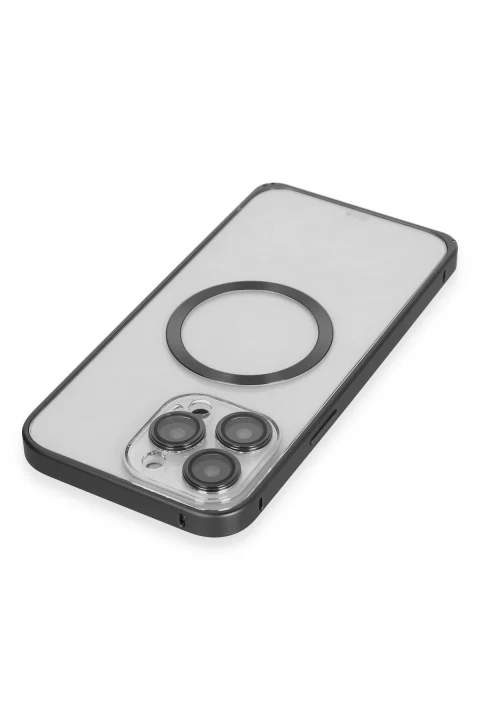 Joko Apple iPhone 15 Pro Kılıf Metal Bumper Magneticsafe Kapak - Siyah