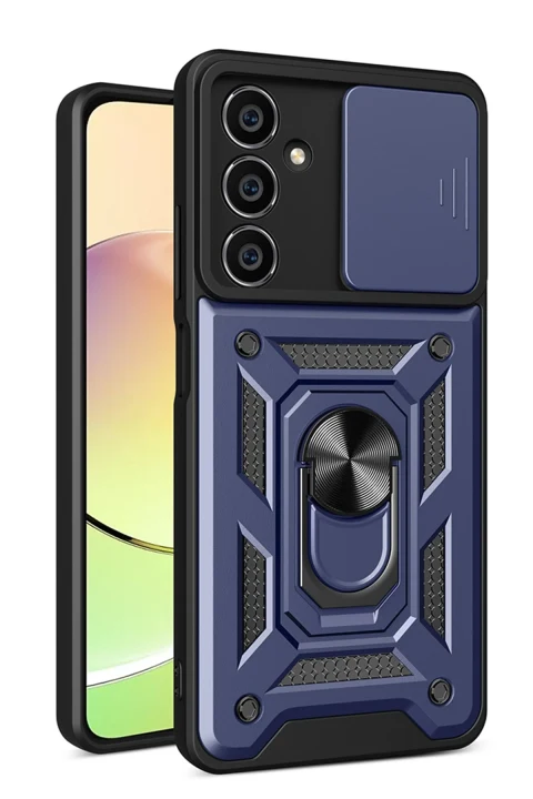 uryport Samsung Galaxy A15 4G Kılıf Pars Lens Yüzüklü Silikon - Lacivert