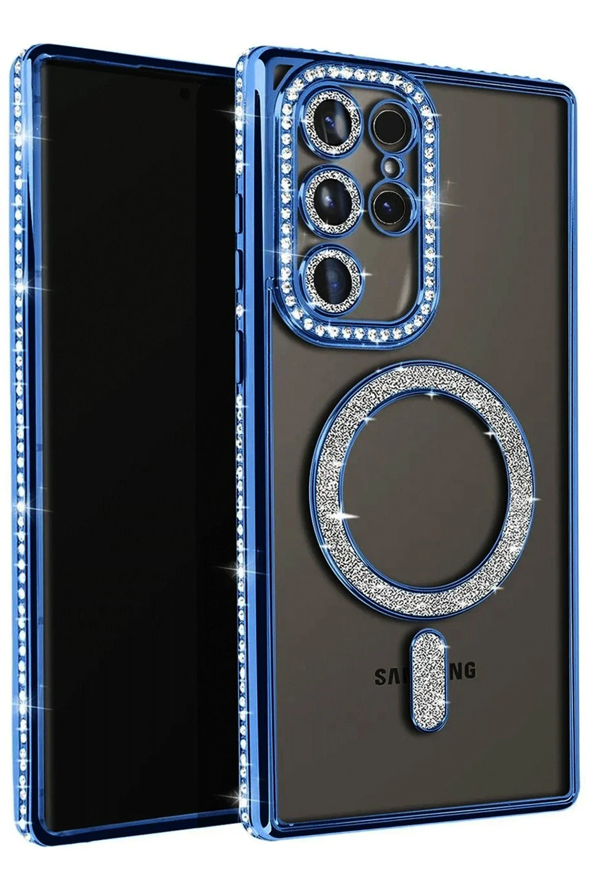 uryport Samsung Galaxy S25 Ultra Kılıf Joke Simli Magneticsafe Kılıf - Lacivert